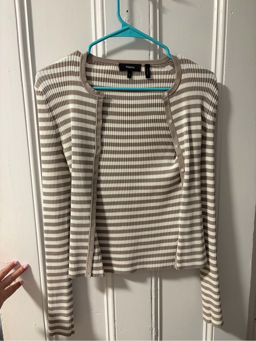 Theory Ribbed Striped Cardigan